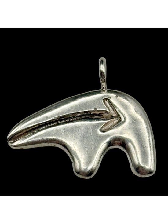 Larry Begay Jewelry - Native American Bear Fetish Pendant Sterling Silver Larry Begay Navajo Vintage